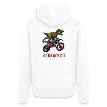 T-rex motorcycle design - Unisex Premium Organic Zip Hoodie - white - Back - Thijin (182cm)