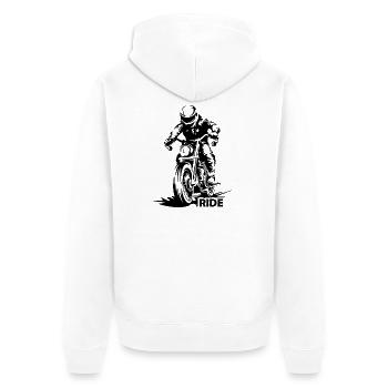 Course de Moto Caferacer Ride Biker Streetfighter - Veste à capuche bio Premium Unisexe - blanc - Dos - Thijin (182cm)