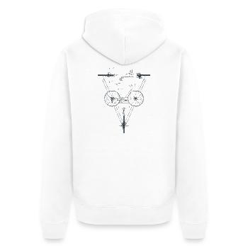 Geometric Bicycle Inside Triangle Emblem - Unisex Premium Organic Zip Hoodie - white - Back - Thijin (182cm)