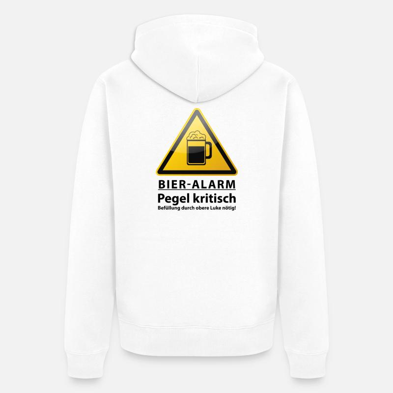 Alerte bière ! Panneau d’avertissement - Veste à capuche bio Premium Unisexe - blanc