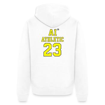 AI Athletic Nummer 23 Sport T-Shirt - Unisex Premium Bio Zip Hoodie - Weiß - Hinten - Thijin (182cm)