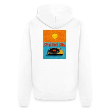 Vintage Plattenspieler unter Sonne - Unisex Premium Bio Zip Hoodie - Weiß - Hinten - Thijin (182cm)
