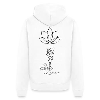 Yoga Lover Lotus Blume Spiritualität Meditation - Unisex Premium Bio Zip Hoodie - Weiß - Hinten - Thijin (182cm)