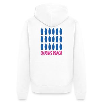 Cousins Beach – Surfboard - Unisex Premium Bio Zip Hoodie - Weiß - Hinten - Thijin (182cm)