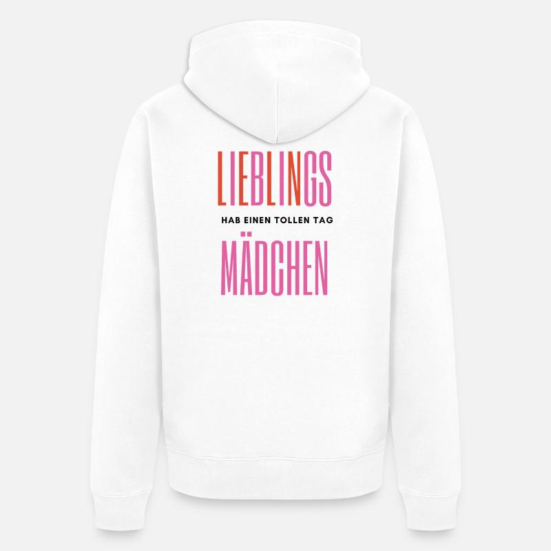 Fille préférée – Typographie romantique - Veste à capuche bio Premium Unisexe - blanc