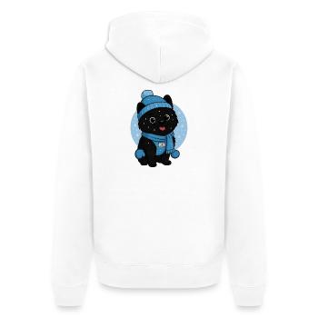Cuddly Dog Winter Magic - Unisex Premium Organic Zip Hoodie - white - Back - Thijin (182cm)
