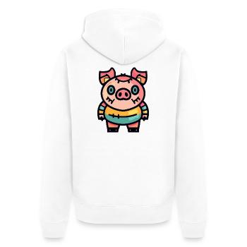 Schwein Halloween Zombie - Unisex Premium Bio Zip Hoodie - Weiß - Hinten - Thijin (182cm)