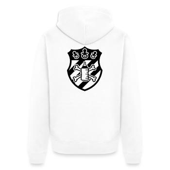 Wappen Schnuller Pirat – Geschenk für Baby & Kind - Unisex Premium Bio Zip Hoodie - Weiß - Hinten - Thijin (182cm)