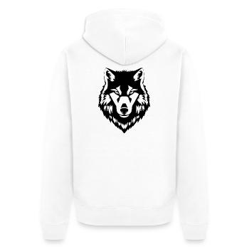 Wolf schwarzweiß T-shirt Geschenk - Unisex Premium Bio Zip Hoodie - Weiß - Hinten - Thijin (182cm)