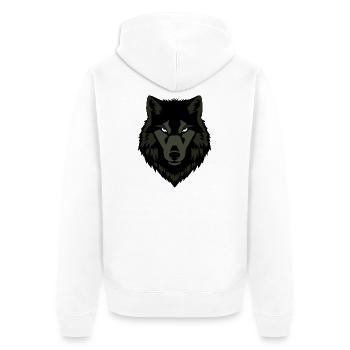 Wolf_grau_T shirt_Geschenk_Jaeger - Unisex Premium Organic Zip Hoodie - white - Back - Thijin (182cm)