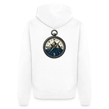 Compass on mountain background - skiing - hiking - Unisex Premium Organic Zip Hoodie - white - Back - Thijin (182cm)
