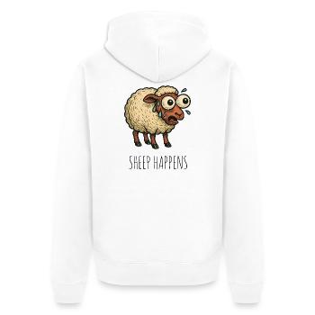Sheep Happens Shit Happens - Unisex Premium Organic Zip Hoodie - white - Back - Thijin (182cm)