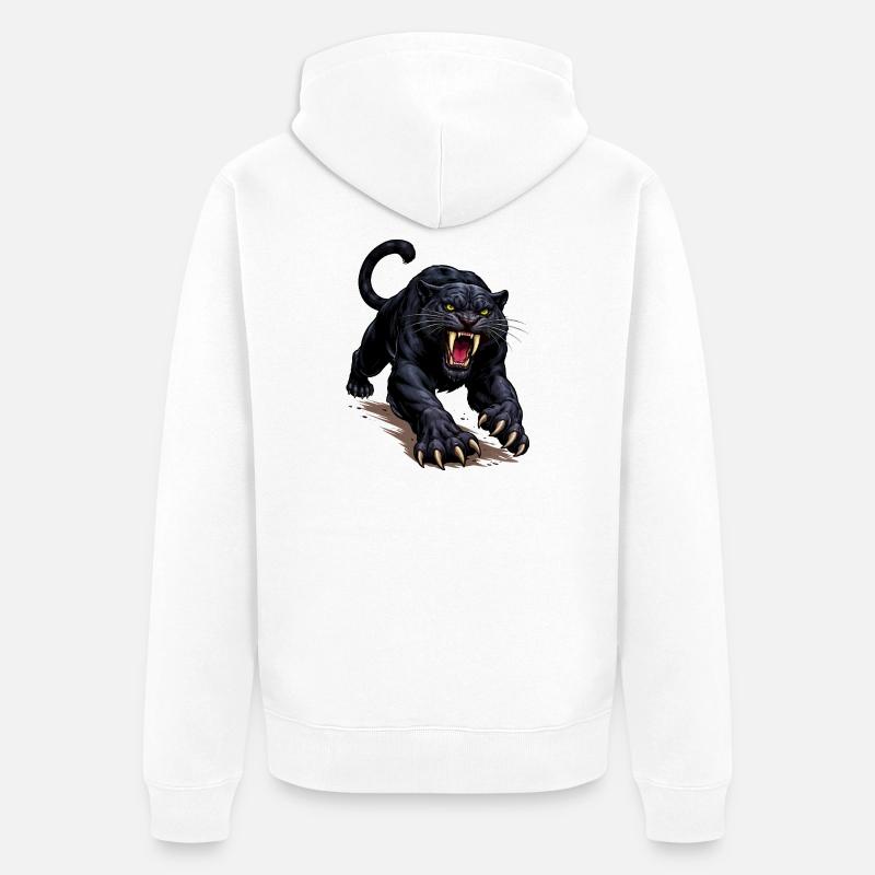 Schwarzer Panther Angriff - Veste à capuche bio Premium Unisexe - blanc