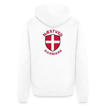 Bouclier du drapeau du Danemark de Nästved - Veste à capuche bio Premium Unisexe - blanc - Dos - Thijin (182cm)