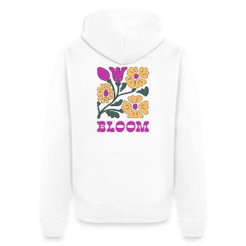 Floral Pop Neon Pink - Unisex Premium Organic Zip Hoodie - white - Back - Thijin (182cm)