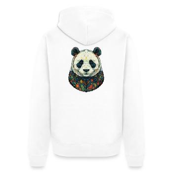 Flora-Panda-Porträt mit Blumen - Unisex Premium Bio Zip Hoodie - Weiß - Hinten - Thijin (182cm)