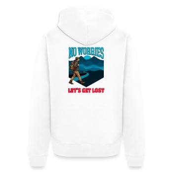 No Worries, Lets Get Lost - Unisex Premium Organic Zip Hoodie - white - Back - Thijin (182cm)