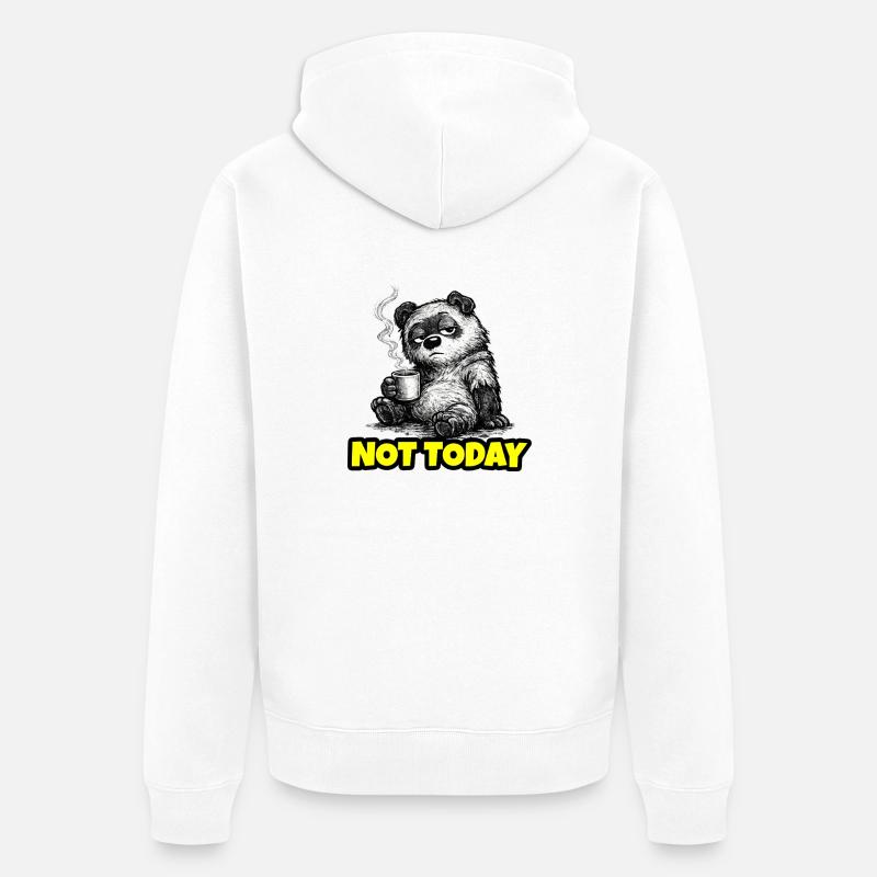 Not Today – Grumpy Bear Coffee (Sketch) - Unisex Premium Bio Zip Hoodie - Weiß