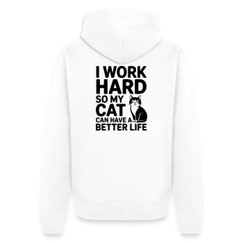 I work for my cat - Unisex Premium Organic Zip Hoodie - white - Back - Thijin (182cm)