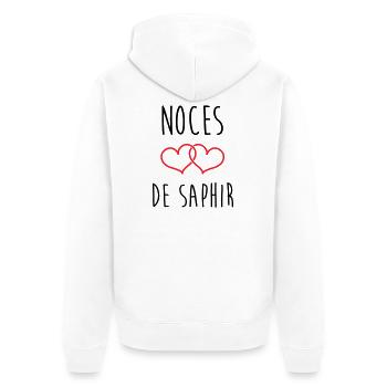 Sapphire Wedding 16 Years of Marriage - Unisex Premium Organic Zip Hoodie - white - Back - Thijin (182cm)