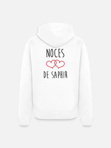 Sapphire Wedding 16 Years of Marriage - Unisex Premium Organic Zip Hoodie - white
