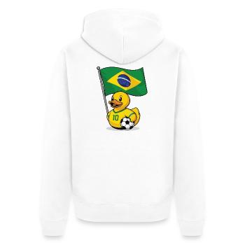 Le fan de football brésilien avec un drapeau - Veste à capuche bio Premium Unisexe - blanc - Dos - Thijin (182cm)