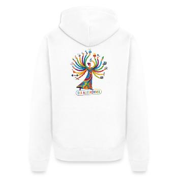 Alleskönner Tausendkünstler begabter Allrounder - Unisex Premium Bio Zip Hoodie - Weiß - Hinten - Thijin (182cm)
