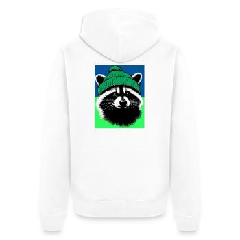 Raccoon - Unisex Premium Organic Zip Hoodie - white - Back - Thijin (182cm)