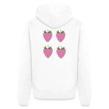 Raspberry Double Cluster Pattern - Unisex Premium Organic Zip Hoodie - white - Back - Thijin (182cm)
