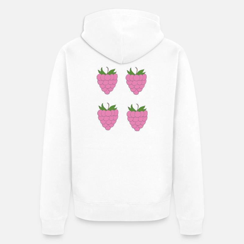 Motif de double grappe de framboise - Veste à capuche bio Premium Unisexe - blanc