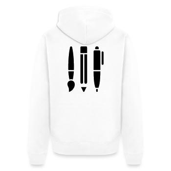 Pinceau, crayon et stylo - Symbole artistique - Veste à capuche bio Premium Unisexe - blanc - Dos - Thijin (182cm)