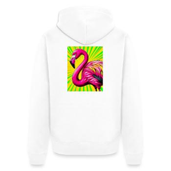 Flamingo - Unisex Premium Bio Zip Hoodie - Weiß - Hinten - Thijin (182cm)