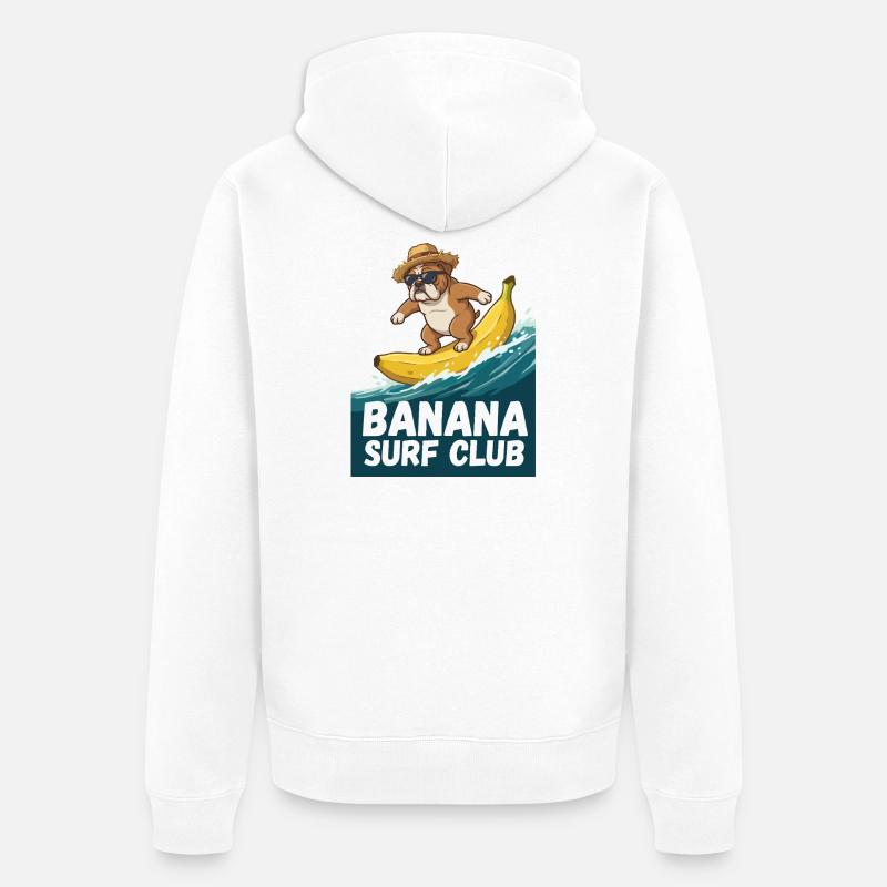 Bouledogue Surf Banane - Veste à capuche bio Premium Unisexe - blanc