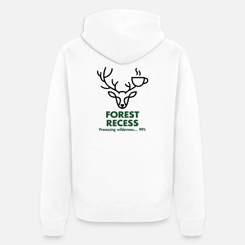 Hirsch mit Kelch im Wald - Unisex Premium Bio Zip Hoodie - Weiß