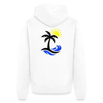 Palme Strand Ozean - Unisex Premium Bio Zip Hoodie - Weiß - Hinten - Thijin (182cm)