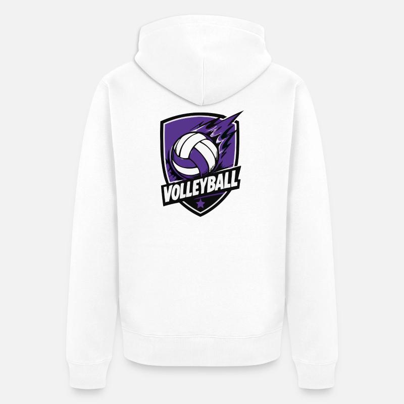 Logo de volley-ball Purple Shield - Veste à capuche bio Premium Unisexe - blanc