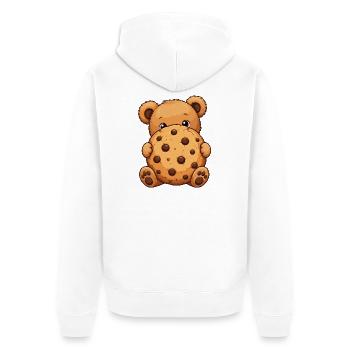 Kuschelbär mit Keks - Unisex Premium Bio Zip Hoodie - Weiß - Hinten - Thijin (182cm)