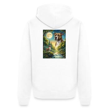 Hurlement au chien de la lune Staffordshire Terrier - Veste à capuche bio Premium Unisexe - blanc - Dos - Thijin (182cm)
