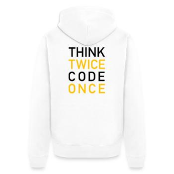 Think Twice Code Once Programmer - Veste à capuche bio Premium Unisexe - blanc - Dos - Thijin (182cm)