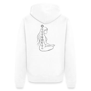 Méditation Yoga des Chakras - Femme Lotus Spirituelle - Veste à capuche bio Premium Unisexe - blanc - Dos - Thijin (182cm)