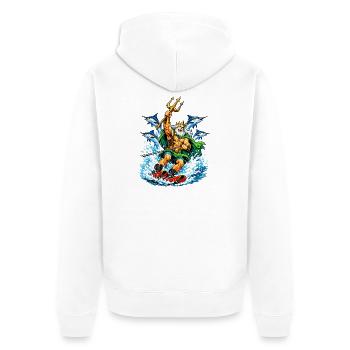 Neptune is water skiing - Unisex Premium Organic Zip Hoodie - white - Back - Thijin (182cm)