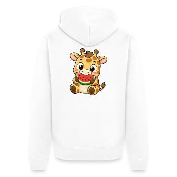 Cute Giraffe Cartoon Kawaii Cookie Enjoy - Unisex Premium Organic Zip Hoodie - white - Back - Thijin (182cm)