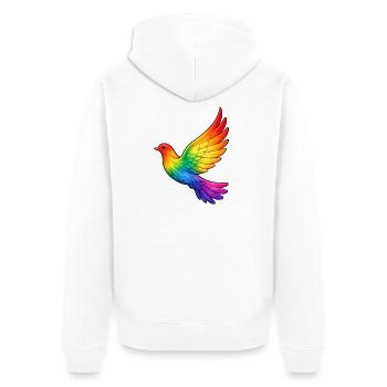 Friedenstaube Frieden - Unisex Premium Bio Zip Hoodie - Weiß - Hinten - Thijin (182cm)