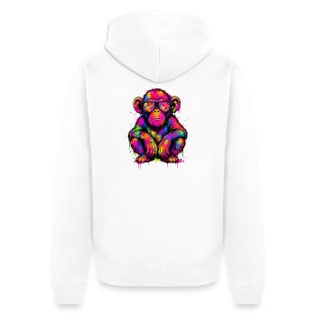 Neonaffen-Graffiti mit Dollarzeichen - Unisex Premium Bio Zip Hoodie - Weiß - Hinten - Thijin (182cm)