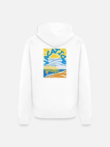 Feriesol Havsand Vintage-stil - Premium økologisk unisex-hættejakke - hvid