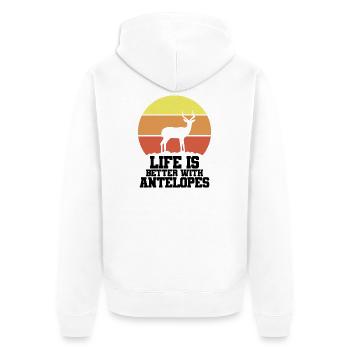 Slogan humoristique de safari vintage Antelope - Veste à capuche bio Premium Unisexe - blanc - Dos - Thijin (182cm)