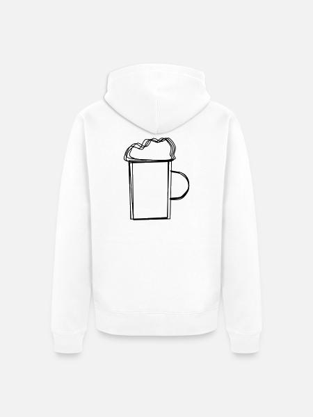Bierkrug handgezeichnet - Unisex Premium Bio Zip Hoodie - Weiß