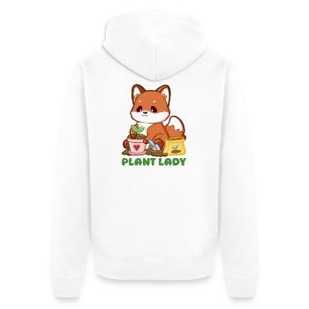 Kleiner Fuchs Pflanzenglück - Unisex Premium Bio Zip Hoodie - Weiß - Hinten - Thijin (182cm)