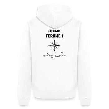 Ich habe Fernweh. Schon wieder. Reisespruch - Unisex Premium Bio Zip Hoodie - Weiß - Hinten - Thijin (182cm)