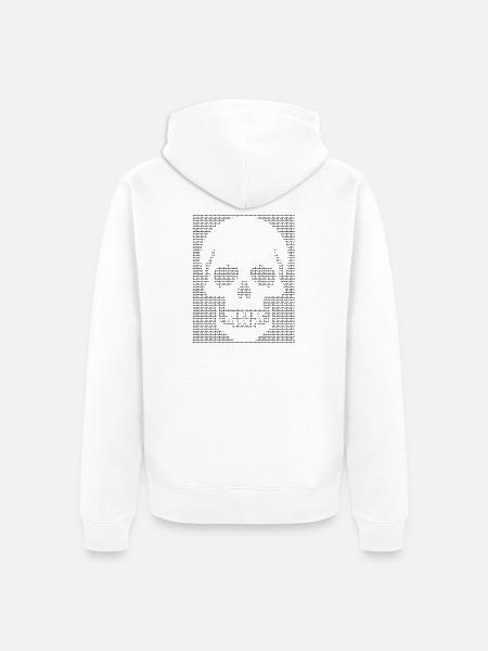 Skull ASCII-Kunstdesign - Unisex Premium Bio Zip Hoodie - Weiß